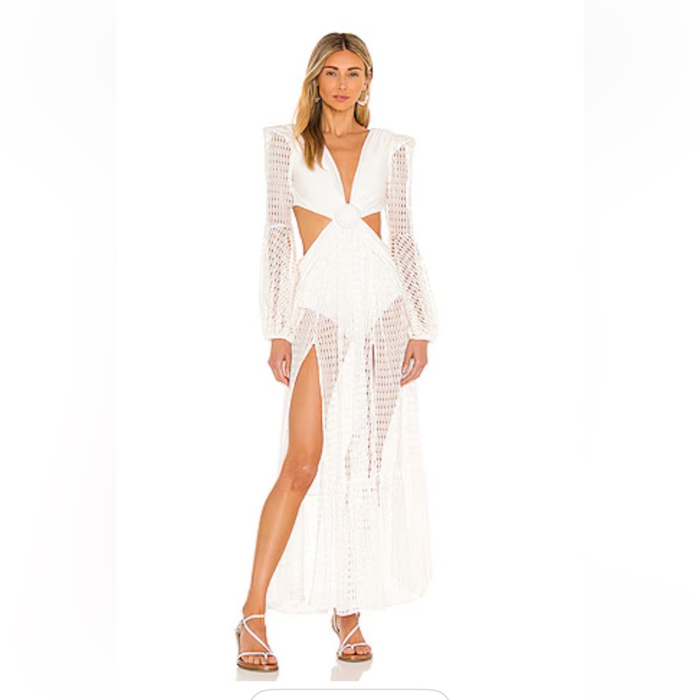 PatBO Cream Maxi Dress with Cut-Out Design